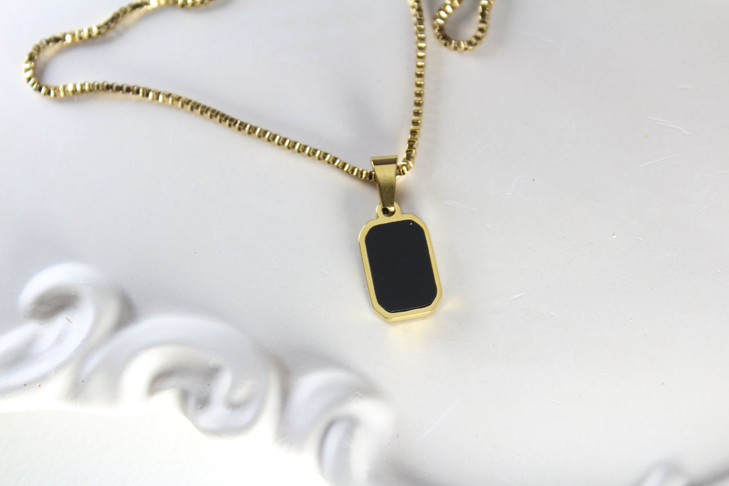 Double Sided Rectangular Stone Necklace