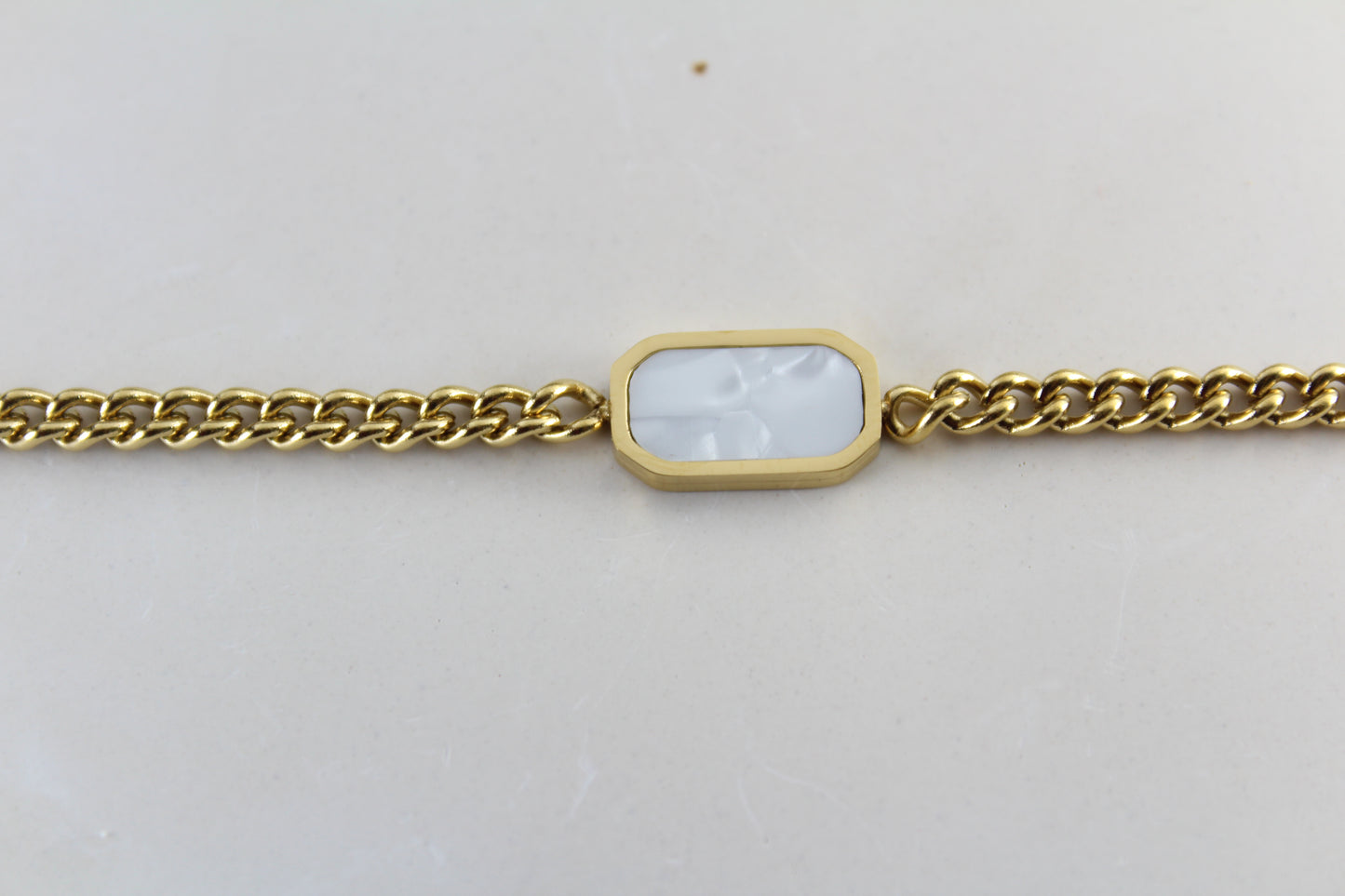 White Rectangular Stone Bracelet