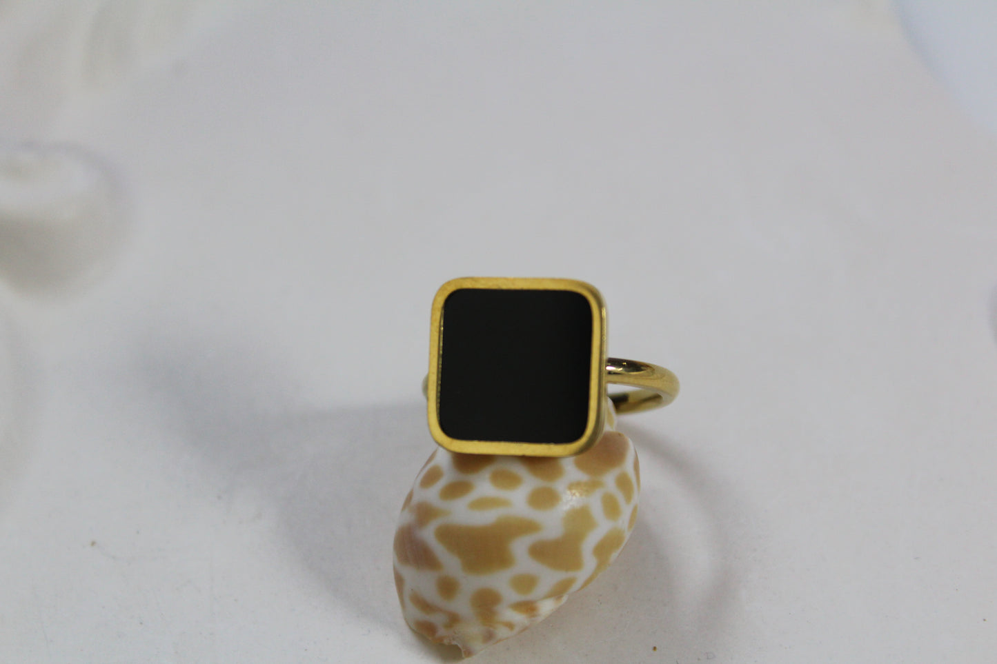 Simple Black/White Stone Ring