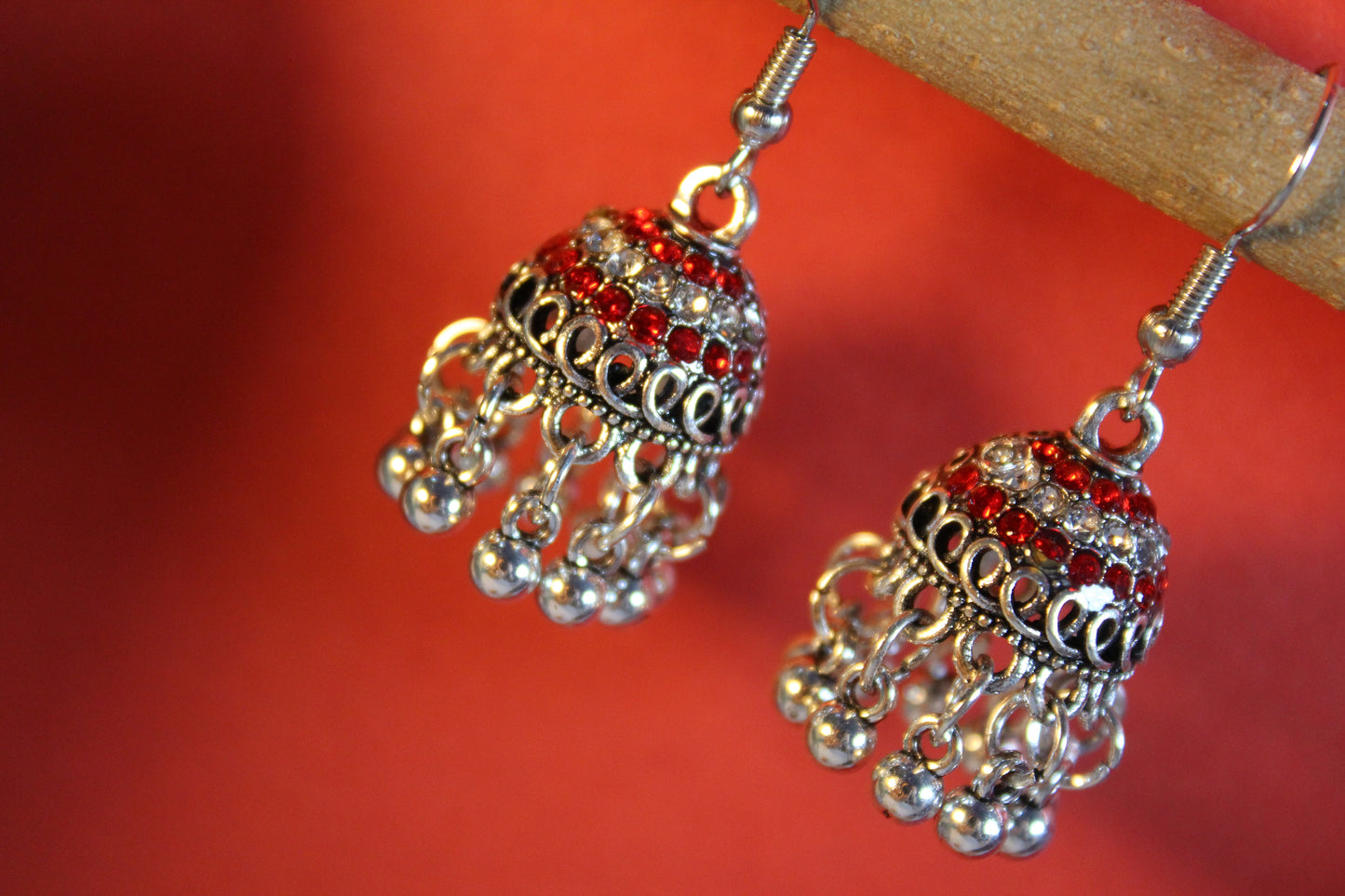 Red Ethnic Jhumki