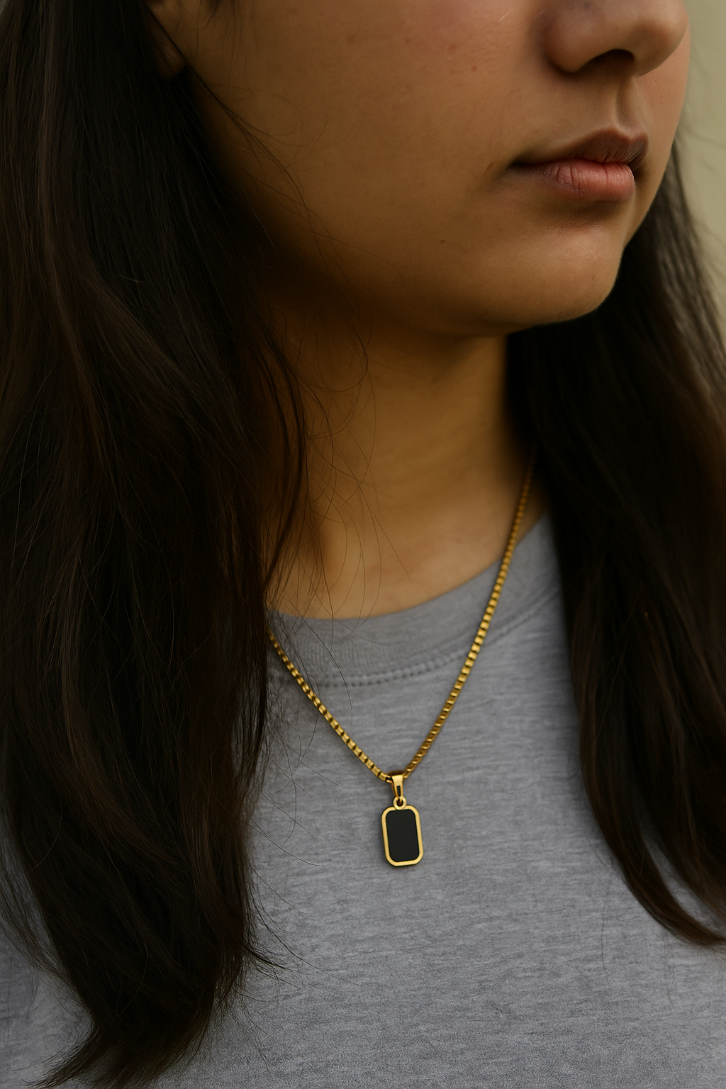 Double Sided Rectangular Stone Necklace
