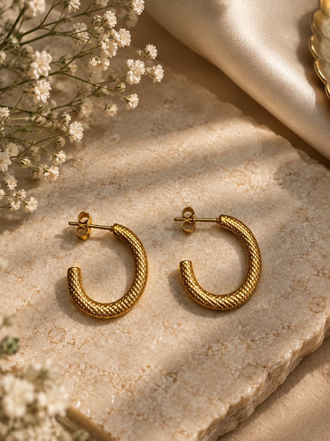 Textured Golden Hoops