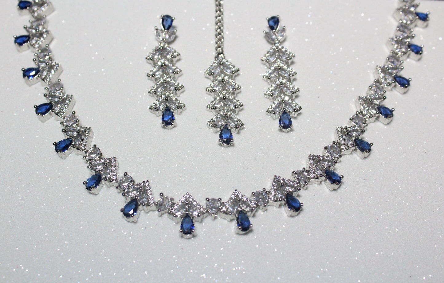 Blue Sapphire & Zircon Necklace Set