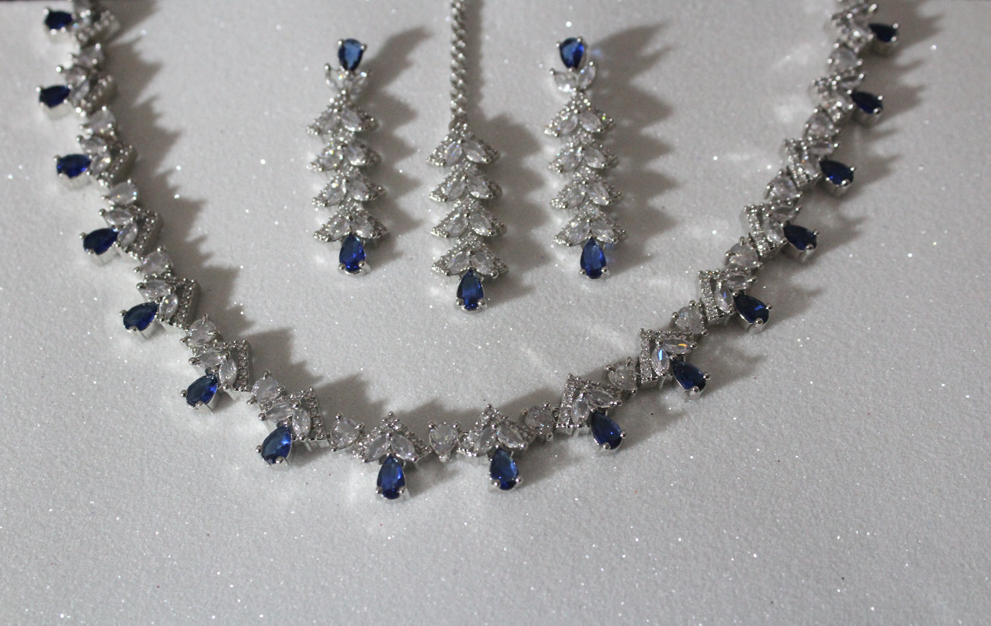 Blue Sapphire & Zircon Necklace Set