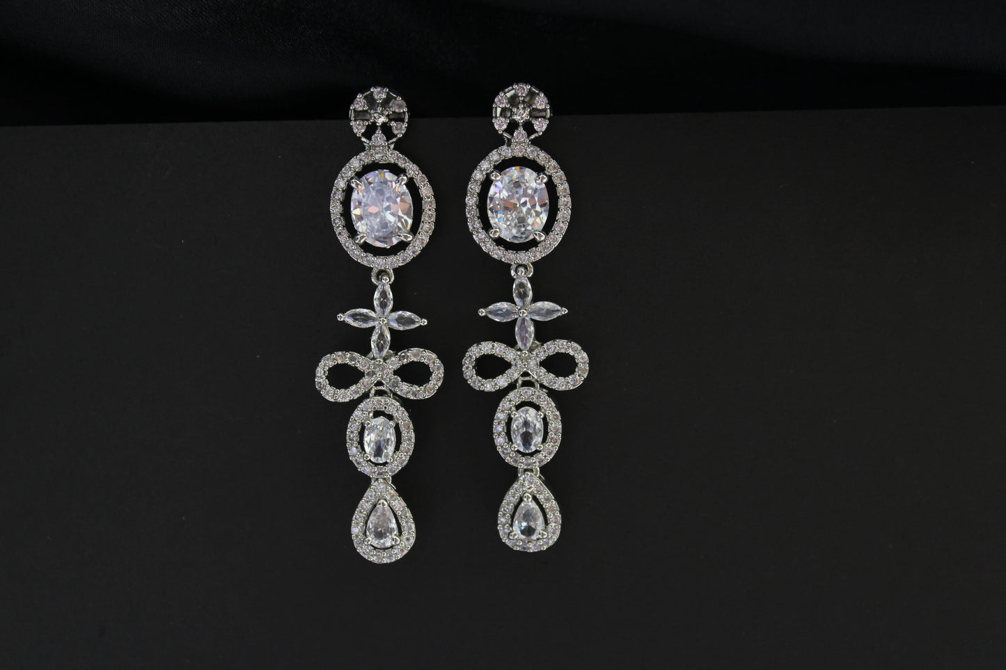 Vintage-Inspired Long Crystal Drop Earrings