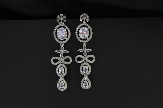 Vintage-Inspired Long Crystal Drop Earrings