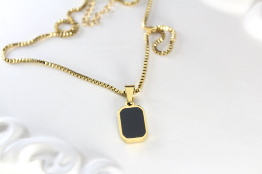 Double Sided Rectangular Stone Necklace