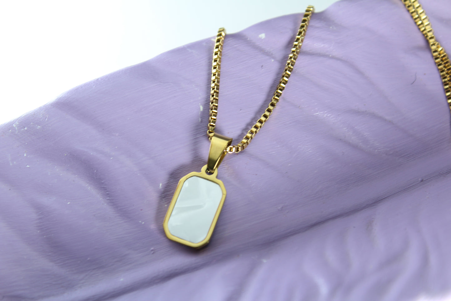 Double Sided Rectangular Stone Necklace