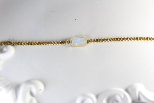 White Rectangular Stone Bracelet