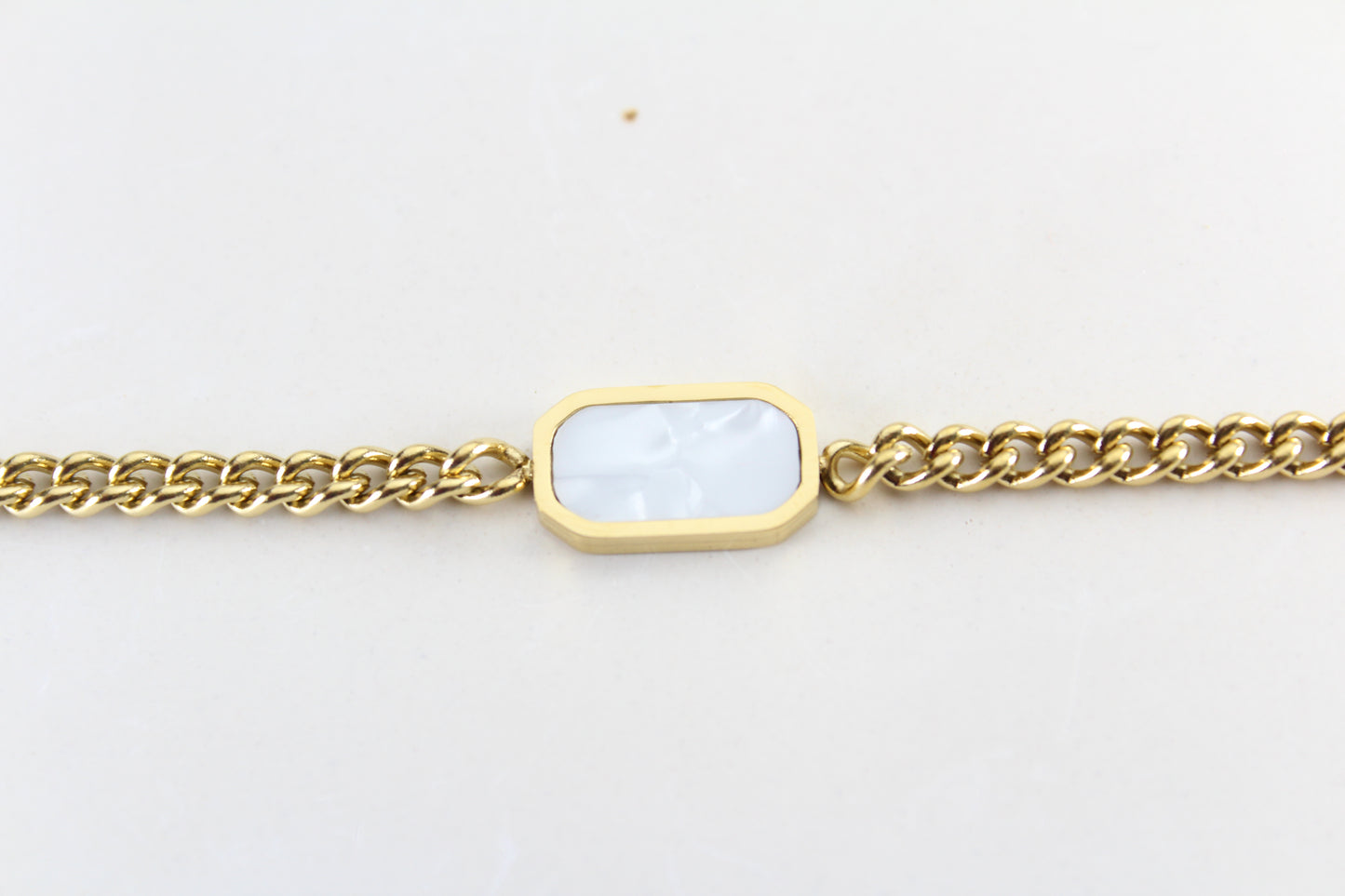White Rectangular Stone Bracelet