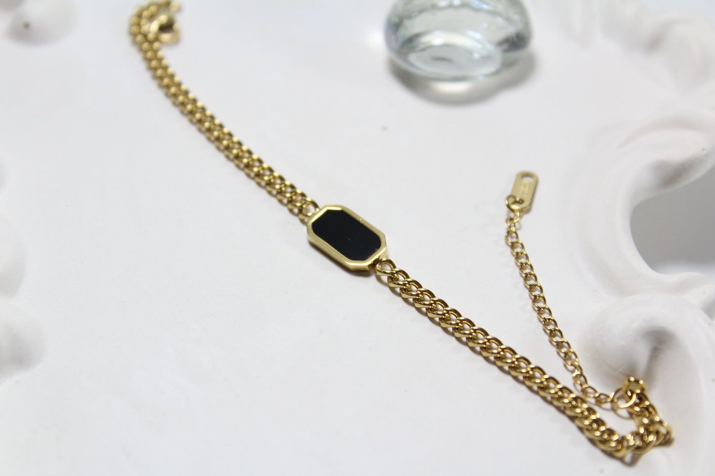 Black Rectangular Stone Bracelet