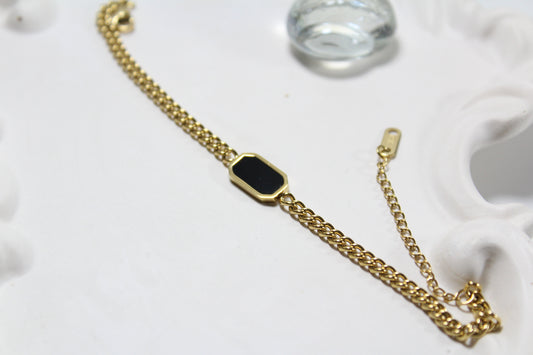 Black Rectangular Stone Bracelet