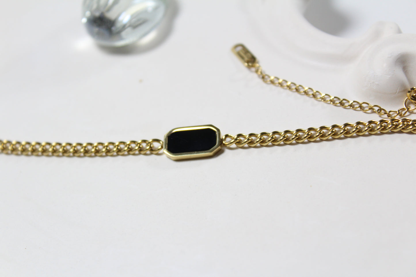 Black Rectangular Stone Bracelet