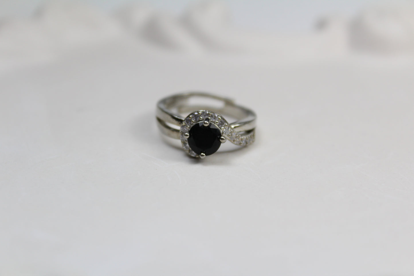 Adjustable Black Stone Ring