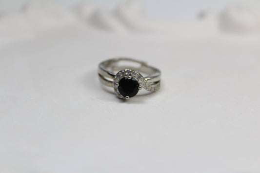 Adjustable Black Stone Ring