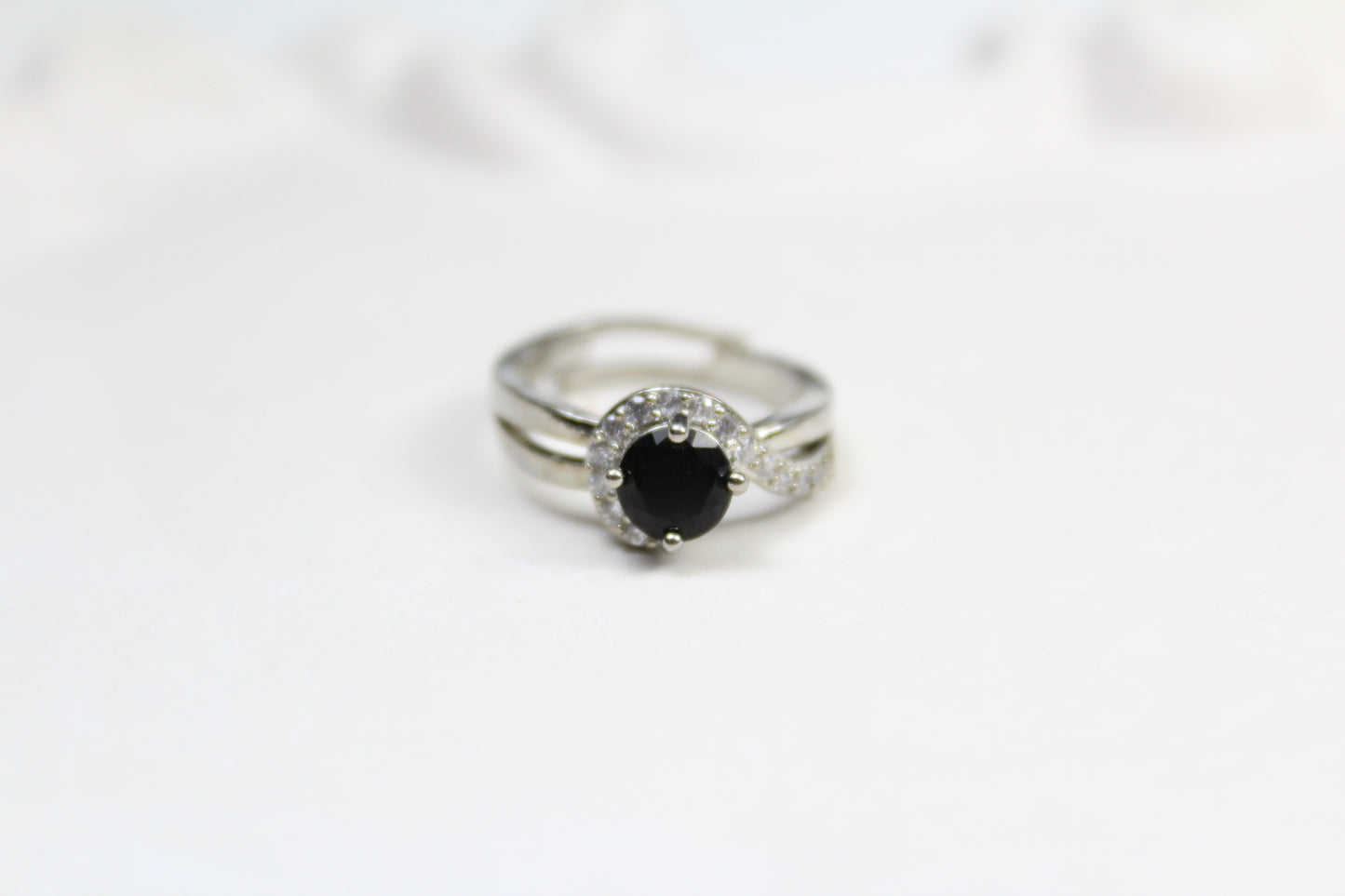 Adjustable Black Stone Ring