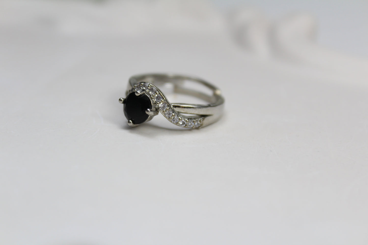 Adjustable Black Stone Ring
