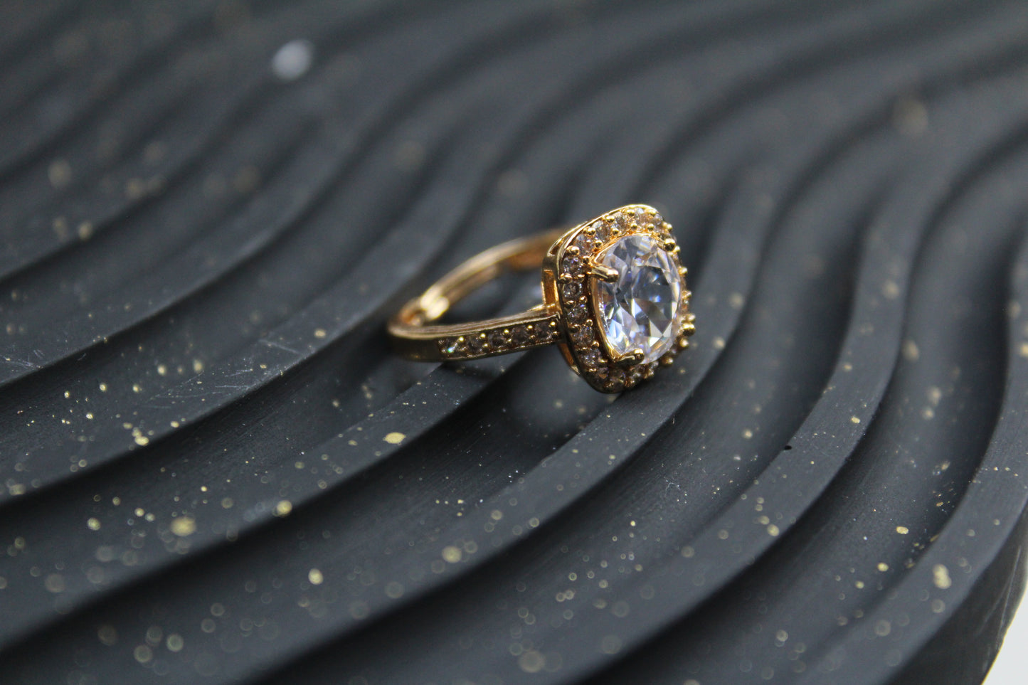 Adjustable Golden Zircon Ring