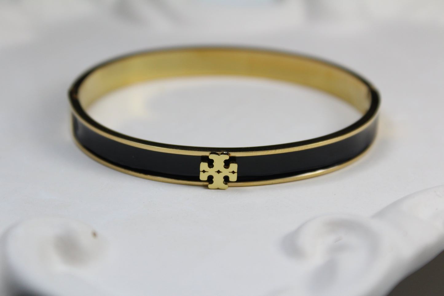 Black Enamel Gold Cuff
