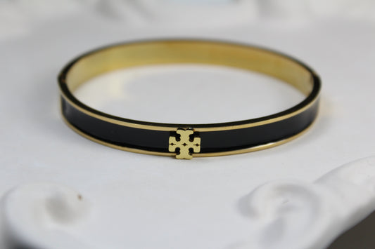 Black Enamel Gold Cuff
