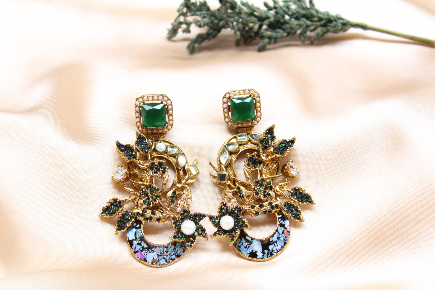 Turkish Green Floral Earrings