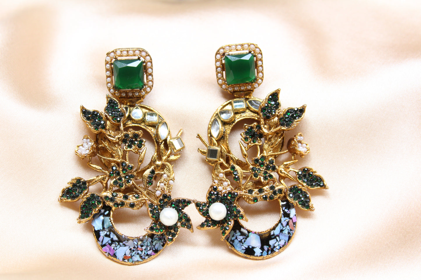 Turkish Green Floral Earrings