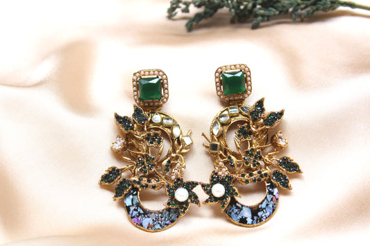 Turkish Green Floral Earrings