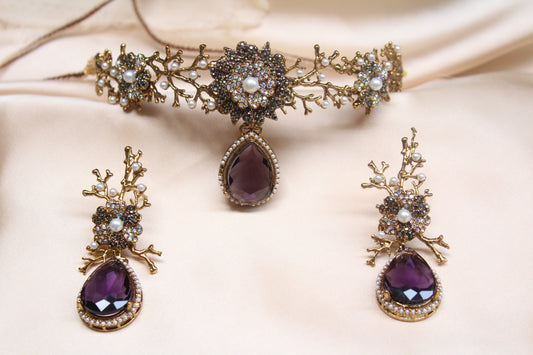 Luxury Turkish Set with Pearls & Purple Gemstones