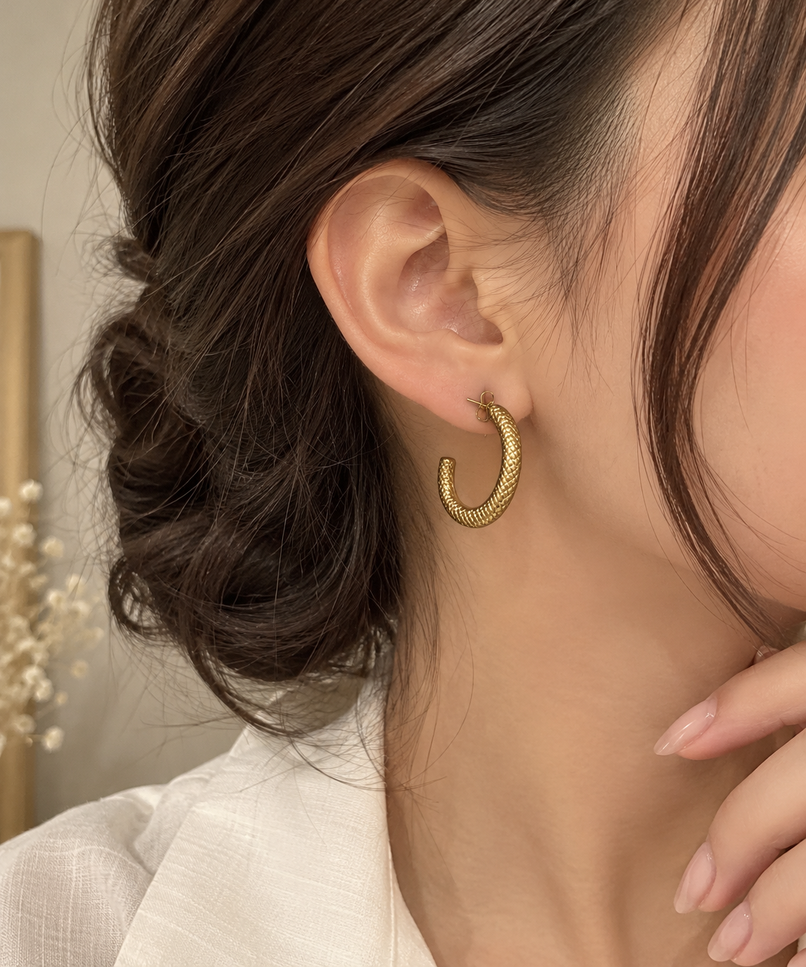 Textured Golden Hoops